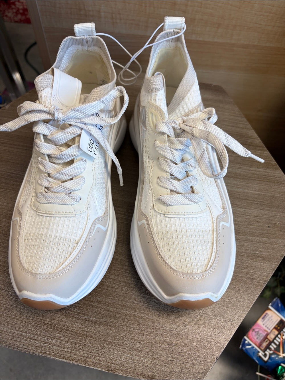H&M Cream and White Women's Chunky Knit Sneakers 5ZQ8C6